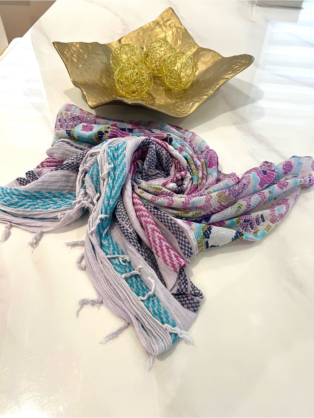 Geometric woven pattern infinity scarf